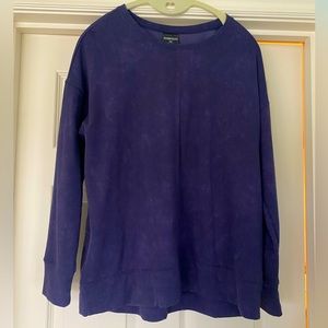 Athleisure purple distress wash crewneck
